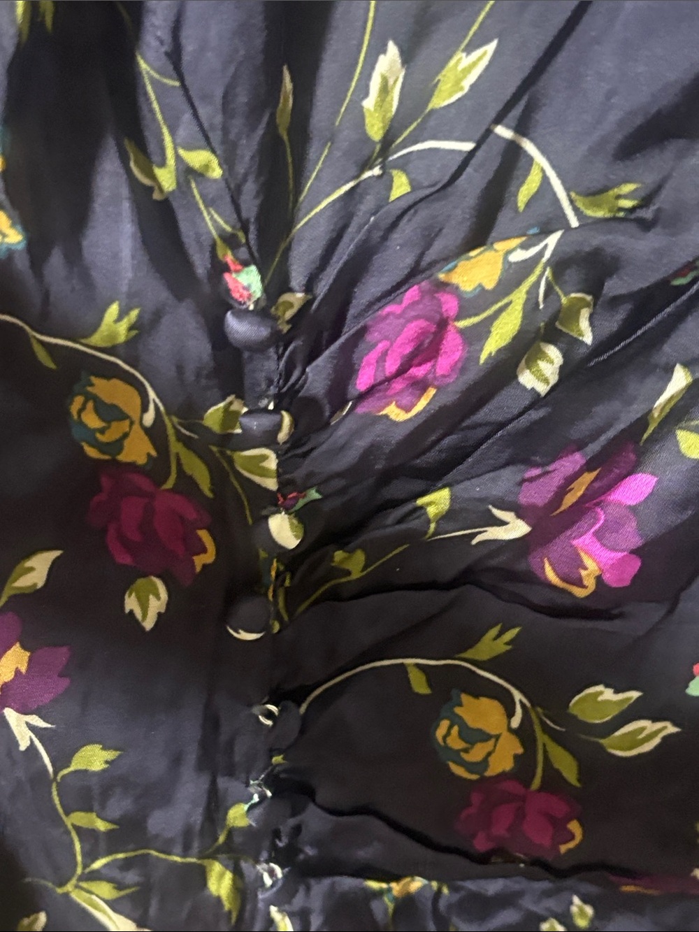 Petal & Pup Navy Floral Midi Dress with Pink and Green Accents - Picture 9 of 10
